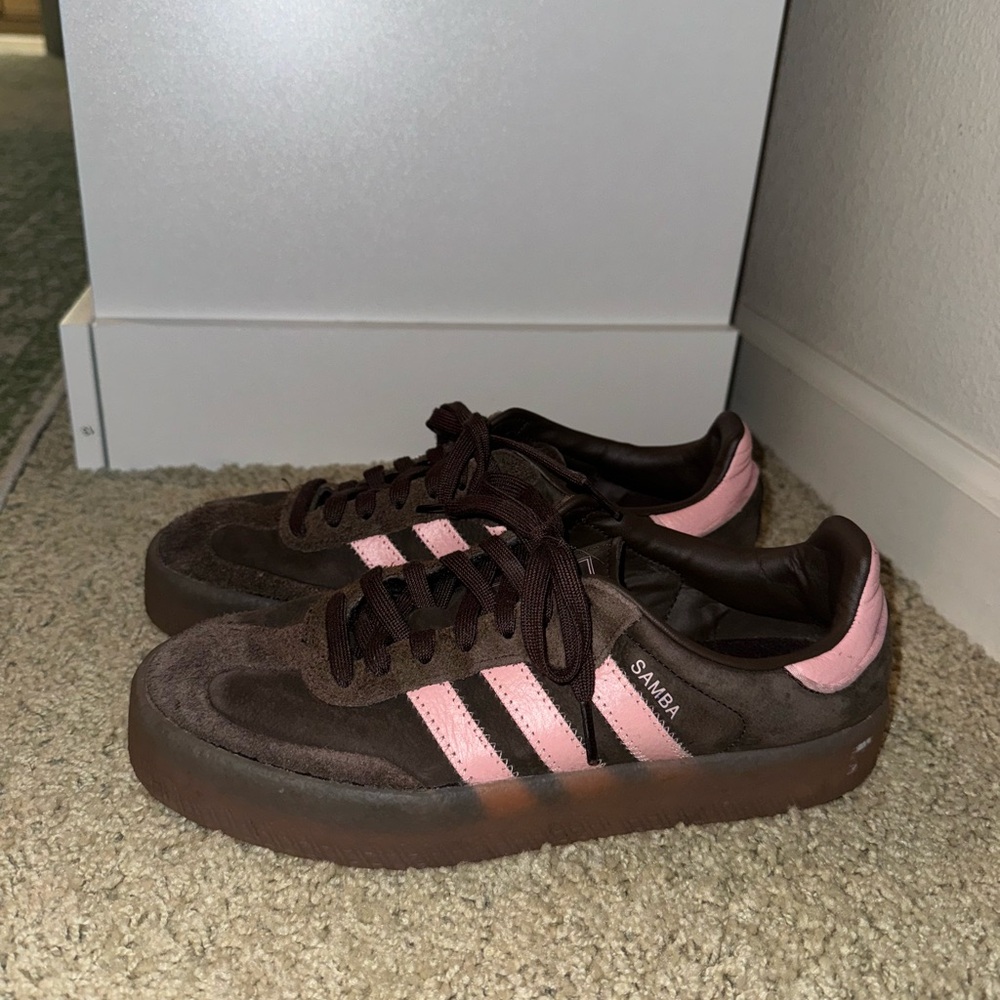 Adidas Samba Brown with Pink Stripes